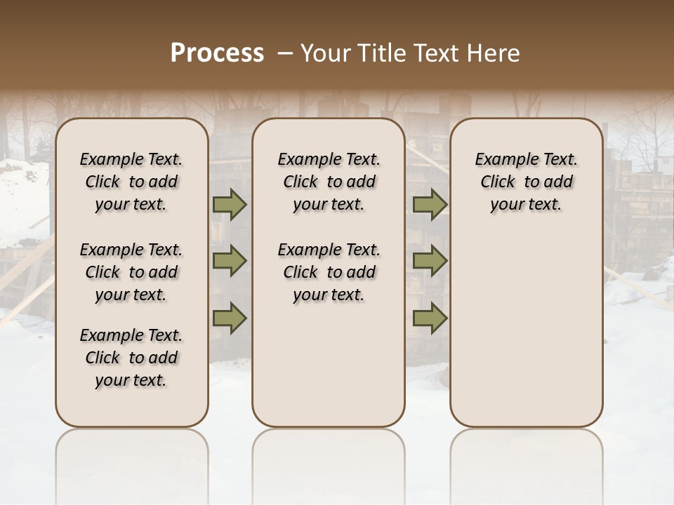 New Home Construction Site In The Winter, With Snow In The Foreground And Woods In The Background PowerPoint Template