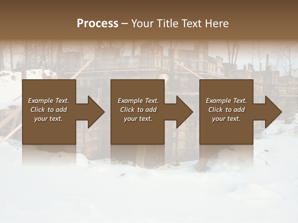 New Home Construction Site In The Winter, With Snow In The Foreground And Woods In The Background PowerPoint Template