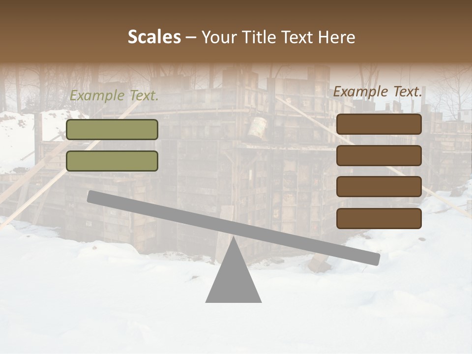 New Home Construction Site In The Winter, With Snow In The Foreground And Woods In The Background PowerPoint Template