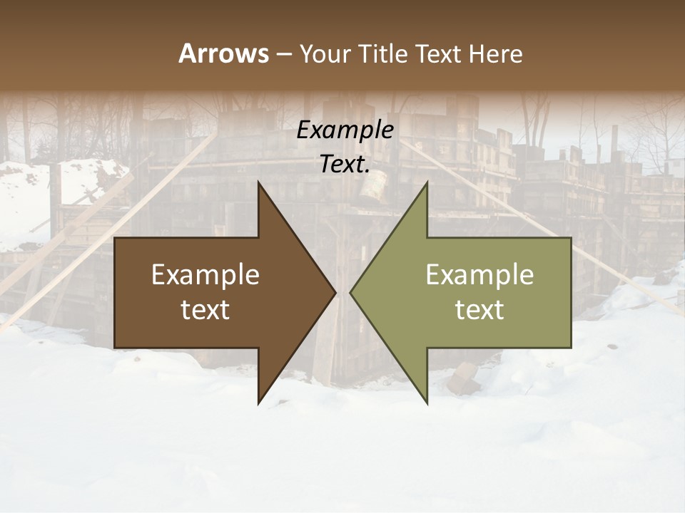 New Home Construction Site In The Winter, With Snow In The Foreground And Woods In The Background PowerPoint Template