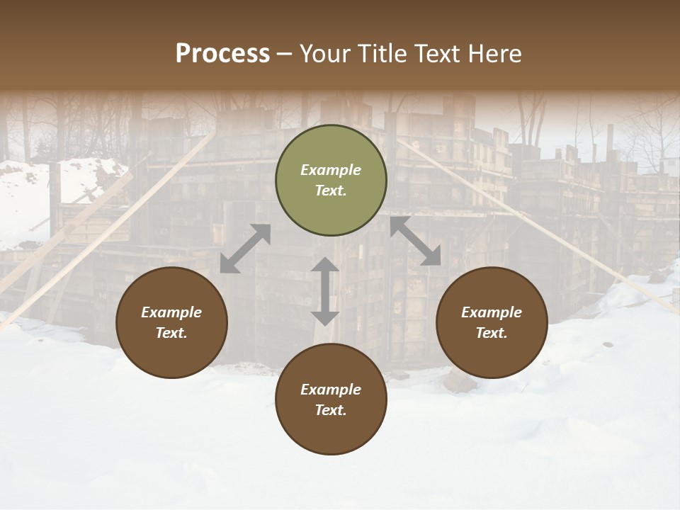 New Home Construction Site In The Winter, With Snow In The Foreground And Woods In The Background PowerPoint Template