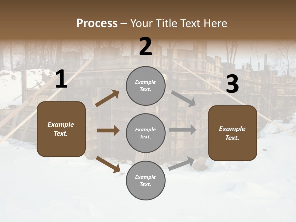 New Home Construction Site In The Winter, With Snow In The Foreground And Woods In The Background PowerPoint Template