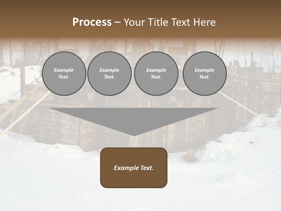 New Home Construction Site In The Winter, With Snow In The Foreground And Woods In The Background PowerPoint Template