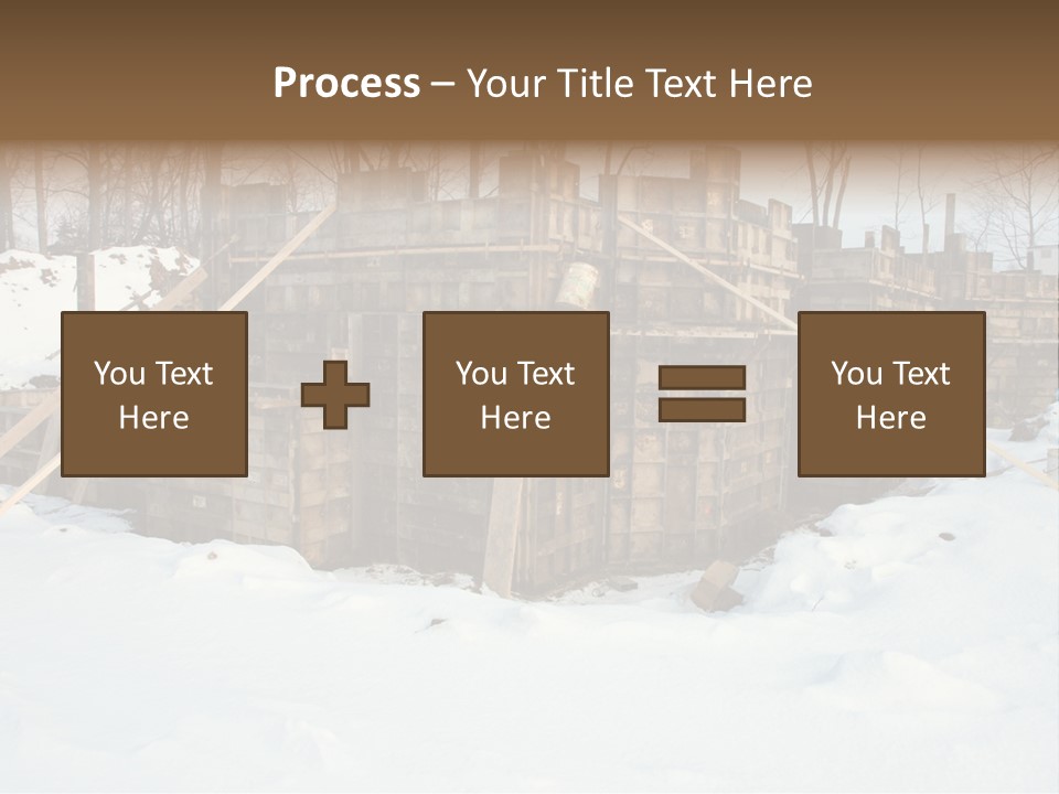 New Home Construction Site In The Winter, With Snow In The Foreground And Woods In The Background PowerPoint Template