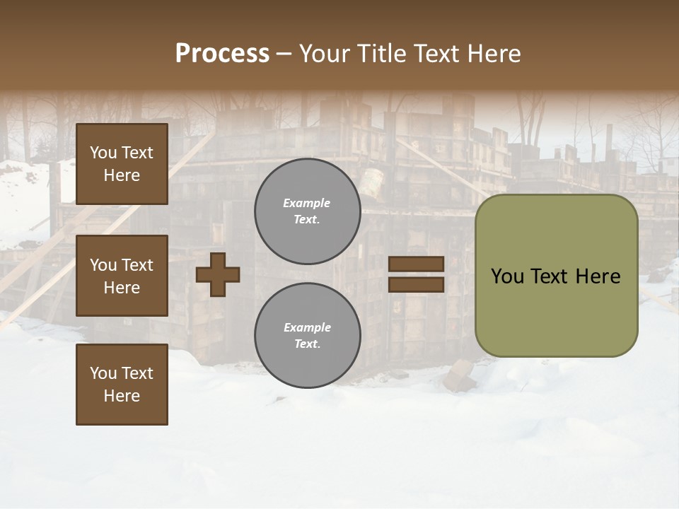 New Home Construction Site In The Winter, With Snow In The Foreground And Woods In The Background PowerPoint Template
