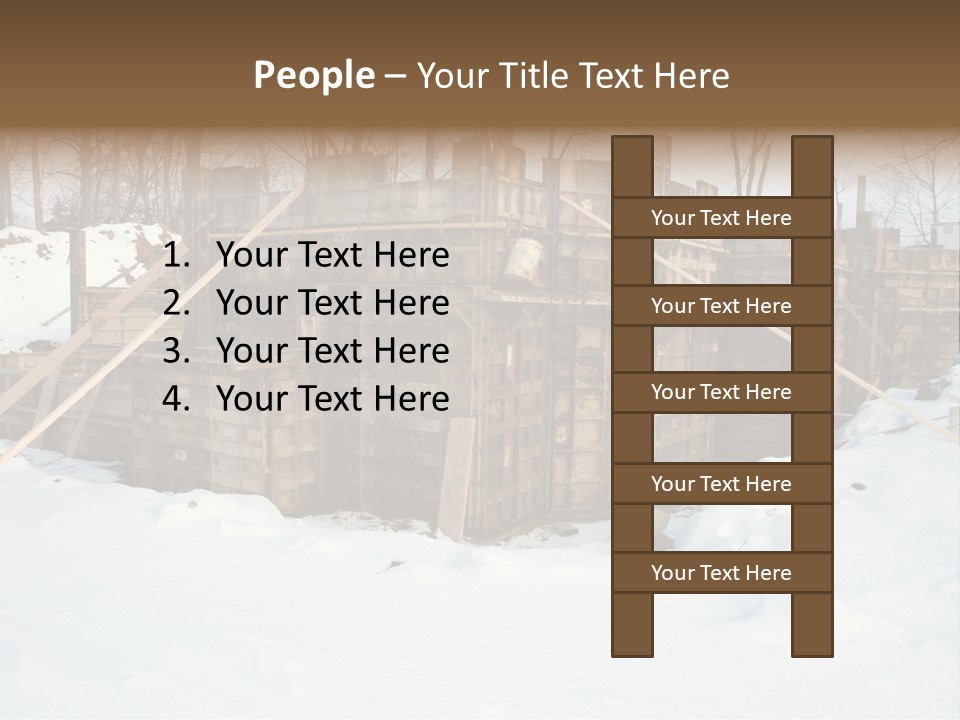 New Home Construction Site In The Winter, With Snow In The Foreground And Woods In The Background PowerPoint Template