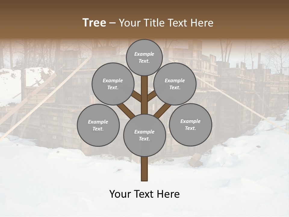 New Home Construction Site In The Winter, With Snow In The Foreground And Woods In The Background PowerPoint Template