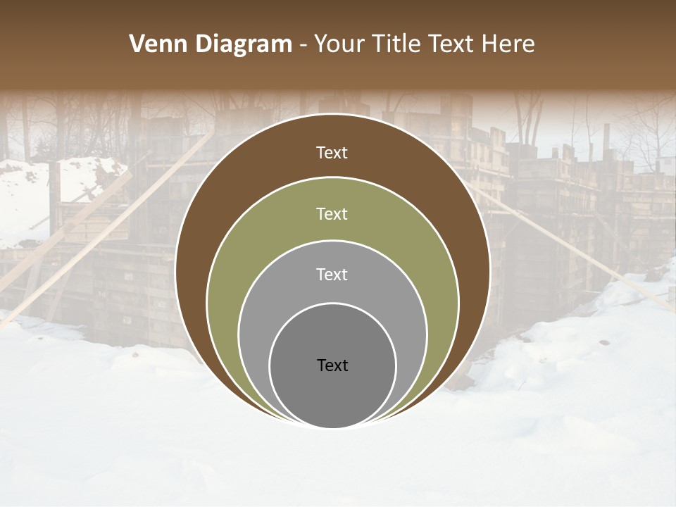 New Home Construction Site In The Winter, With Snow In The Foreground And Woods In The Background PowerPoint Template