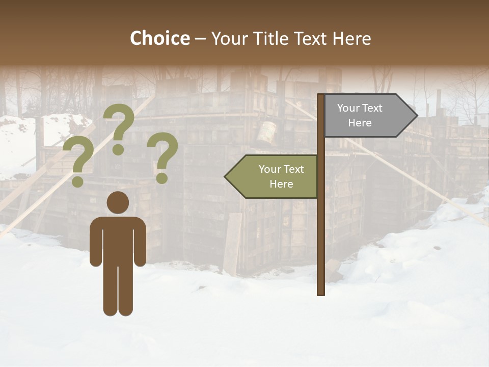 New Home Construction Site In The Winter, With Snow In The Foreground And Woods In The Background PowerPoint Template