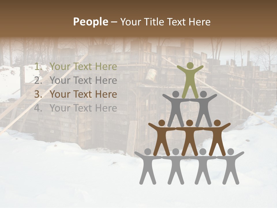 New Home Construction Site In The Winter, With Snow In The Foreground And Woods In The Background PowerPoint Template