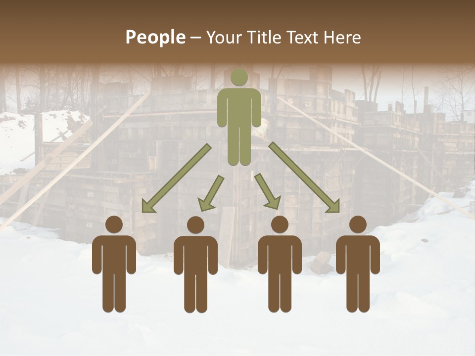 New Home Construction Site In The Winter, With Snow In The Foreground And Woods In The Background PowerPoint Template