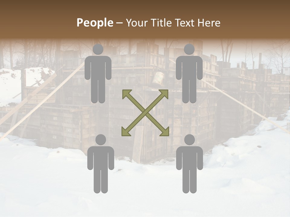 New Home Construction Site In The Winter, With Snow In The Foreground And Woods In The Background PowerPoint Template