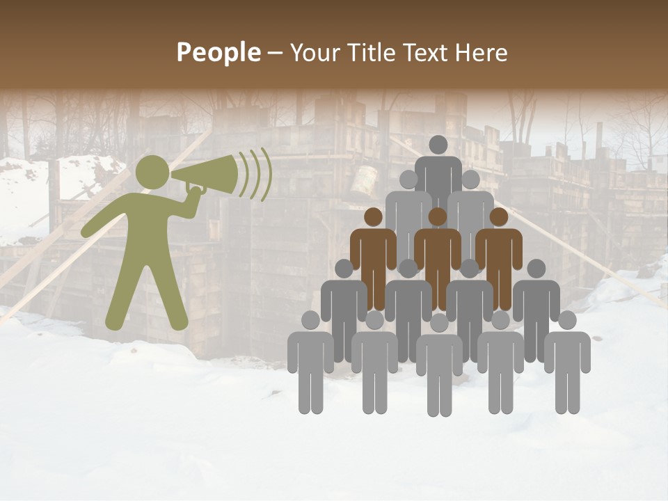 New Home Construction Site In The Winter, With Snow In The Foreground And Woods In The Background PowerPoint Template