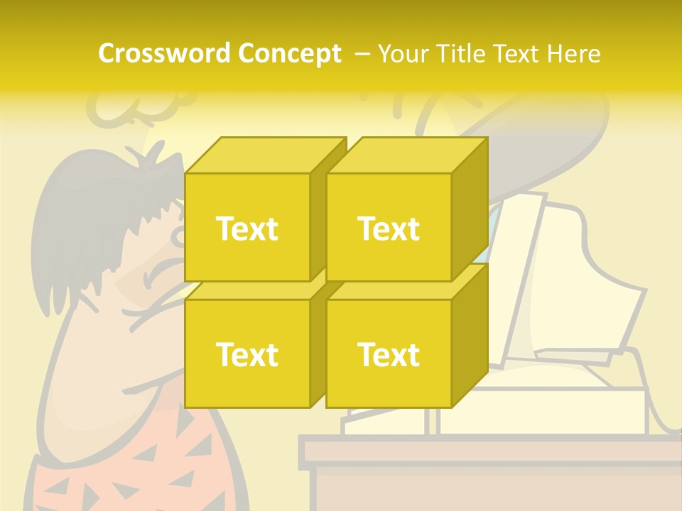 Frustrated Caveman Clobbers His Computer PowerPoint Template