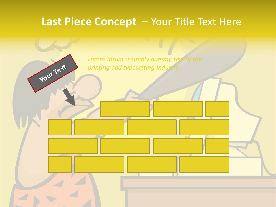 Frustrated Caveman Clobbers His Computer PowerPoint Template