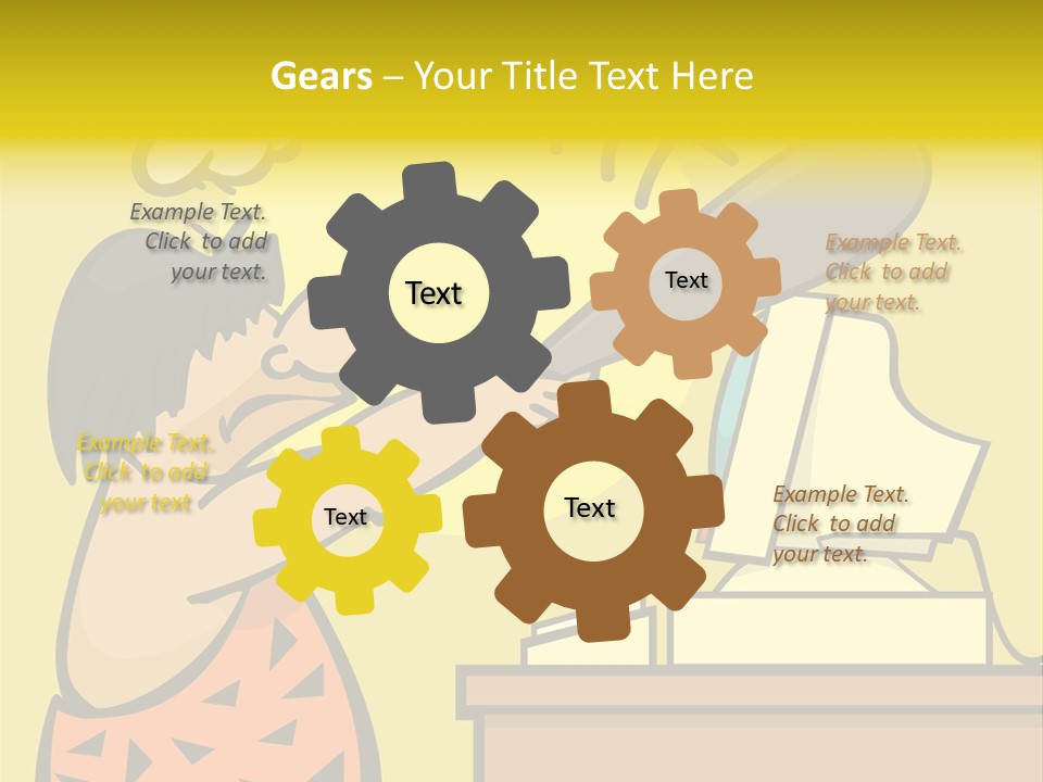 Frustrated Caveman Clobbers His Computer PowerPoint Template