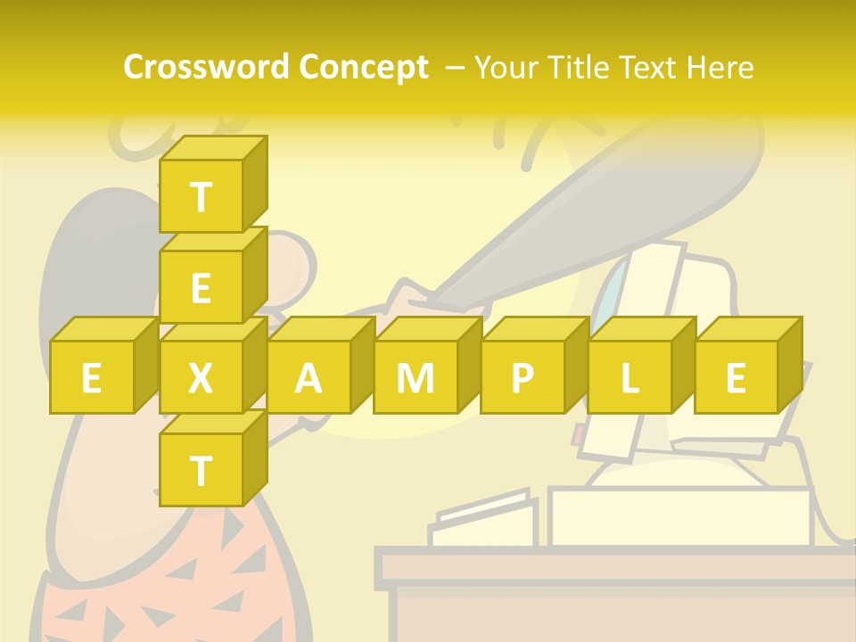 Frustrated Caveman Clobbers His Computer PowerPoint Template