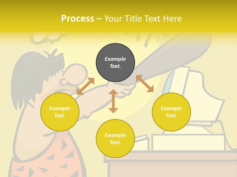Frustrated Caveman Clobbers His Computer PowerPoint Template
