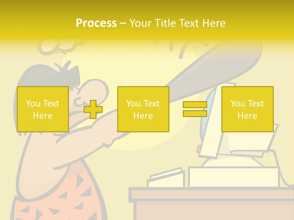 Frustrated Caveman Clobbers His Computer PowerPoint Template