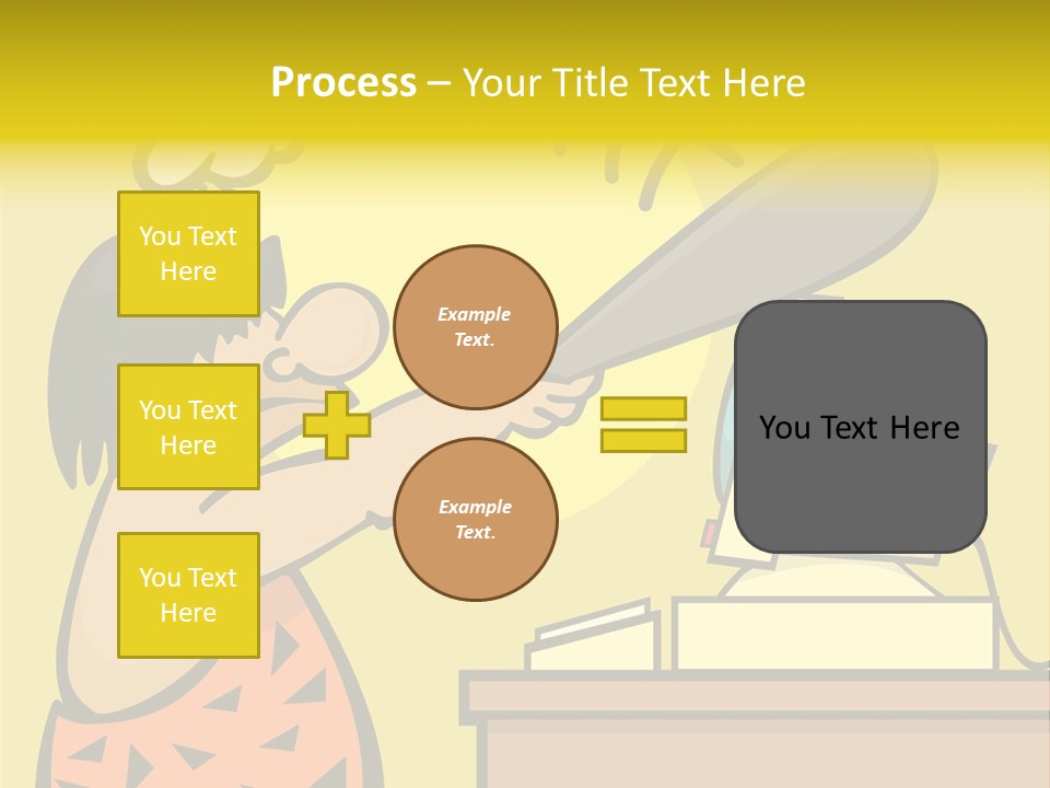 Frustrated Caveman Clobbers His Computer PowerPoint Template