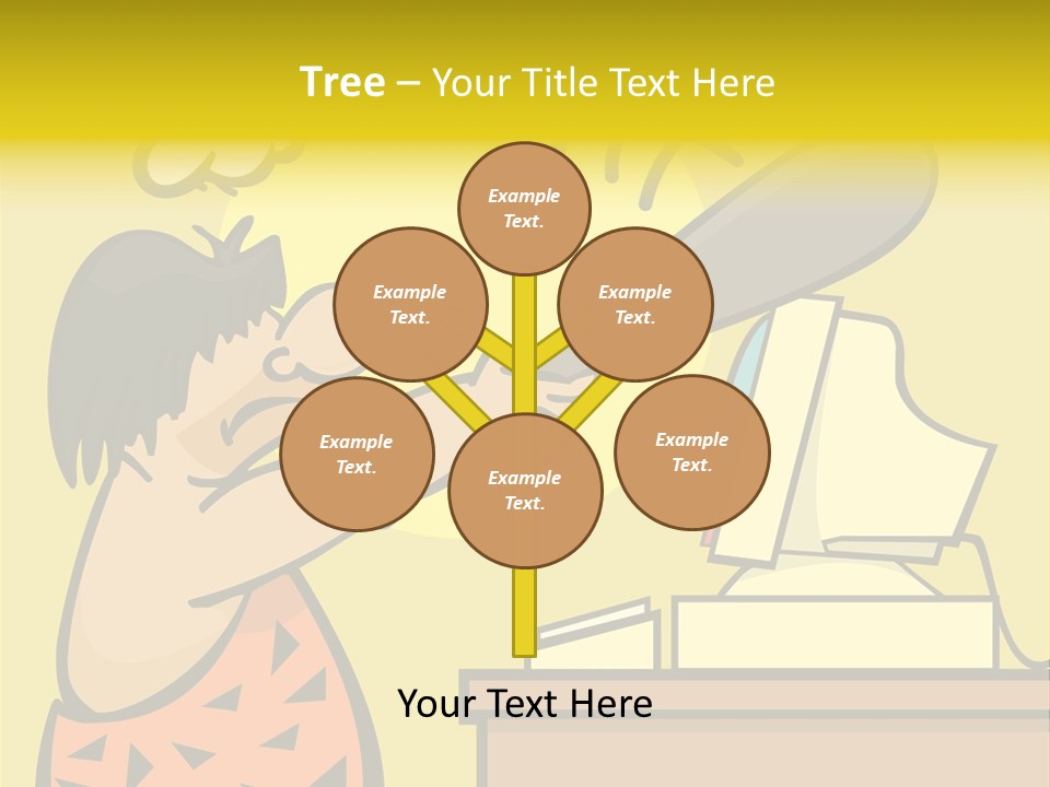 Frustrated Caveman Clobbers His Computer PowerPoint Template