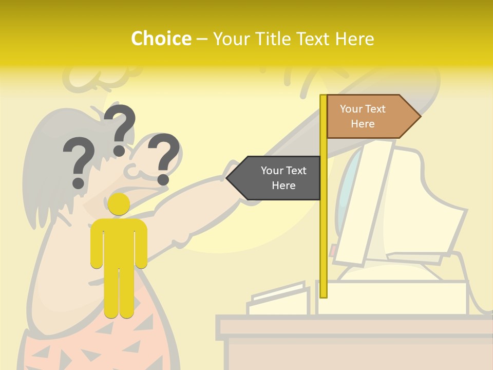 Frustrated Caveman Clobbers His Computer PowerPoint Template