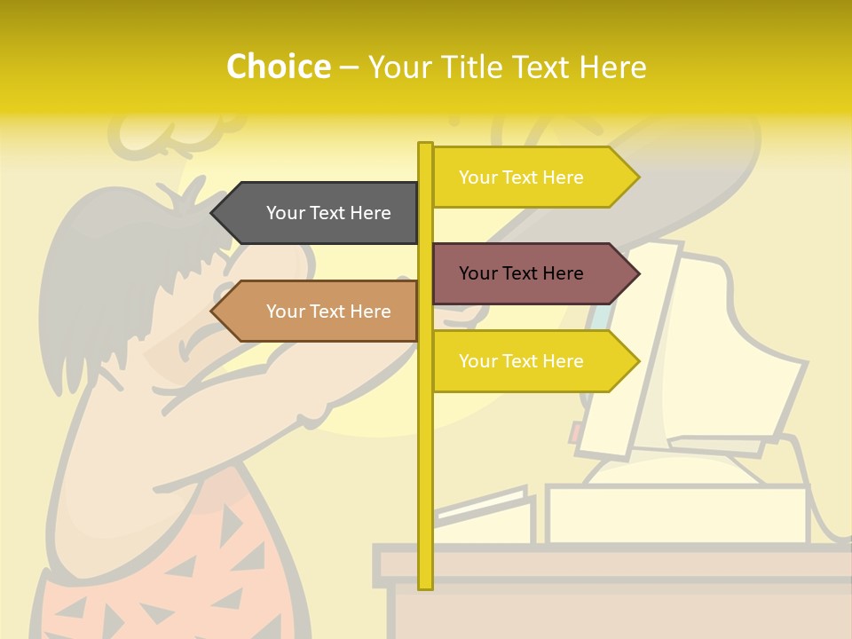 Frustrated Caveman Clobbers His Computer PowerPoint Template