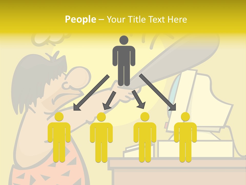 Frustrated Caveman Clobbers His Computer PowerPoint Template