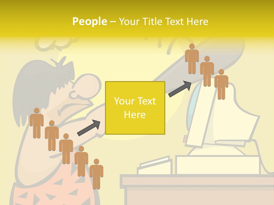 Frustrated Caveman Clobbers His Computer PowerPoint Template