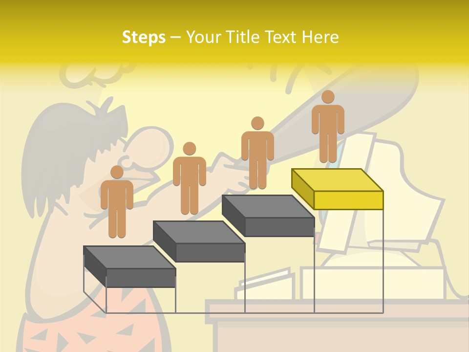 Frustrated Caveman Clobbers His Computer PowerPoint Template