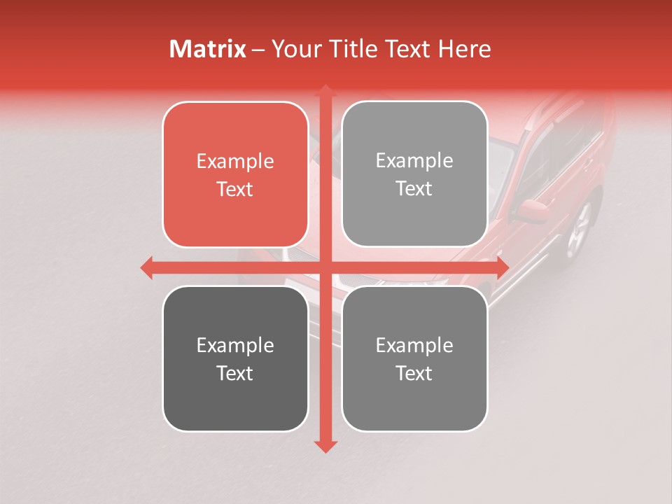 A Red Car Is Driving Down The Road PowerPoint Template
