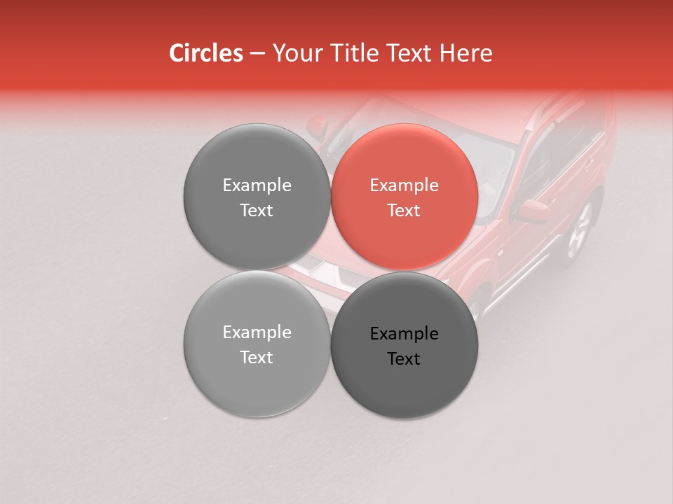 A Red Car Is Driving Down The Road PowerPoint Template