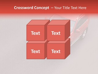 A Red Car Is Driving Down The Road PowerPoint Template