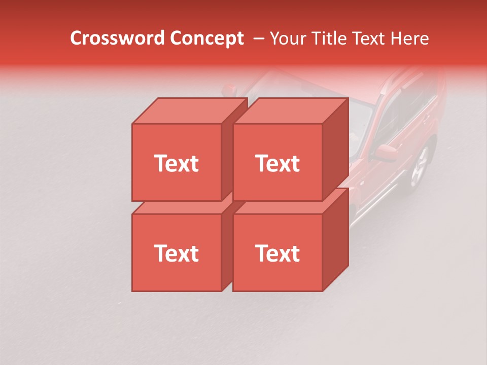 A Red Car Is Driving Down The Road PowerPoint Template