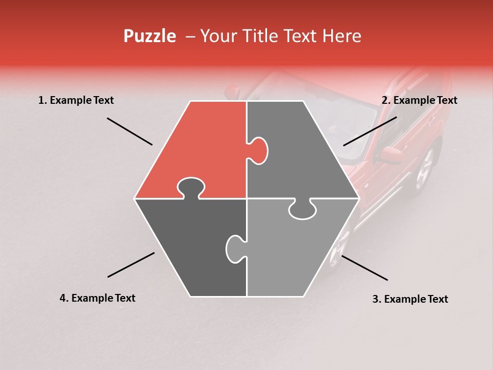 A Red Car Is Driving Down The Road PowerPoint Template