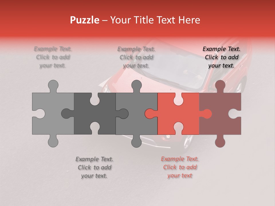 A Red Car Is Driving Down The Road PowerPoint Template