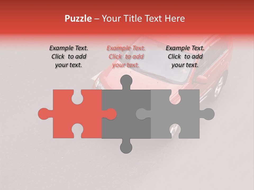 A Red Car Is Driving Down The Road PowerPoint Template