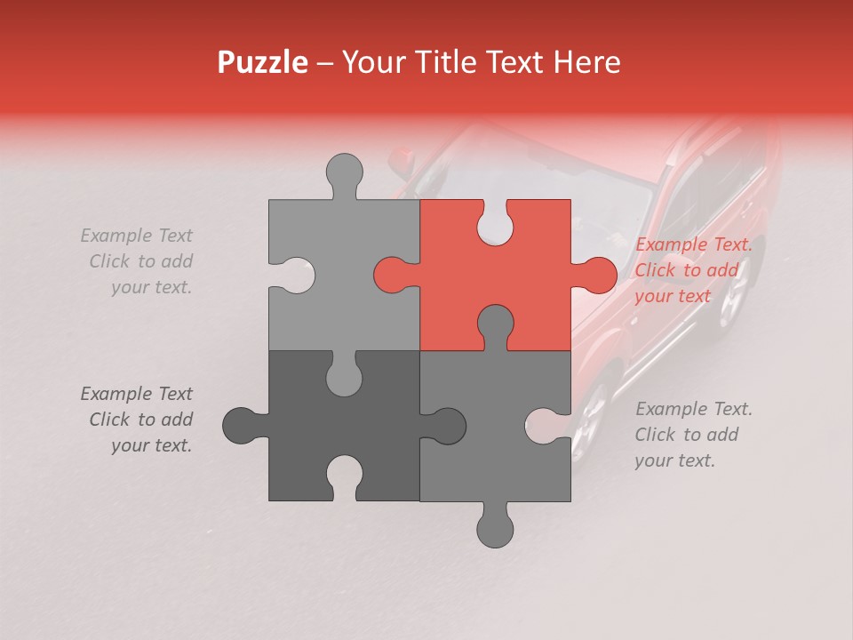 A Red Car Is Driving Down The Road PowerPoint Template