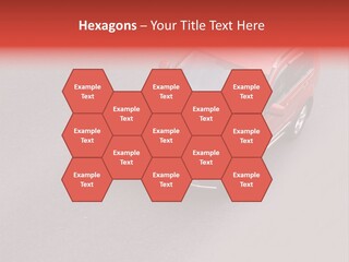 A Red Car Is Driving Down The Road PowerPoint Template