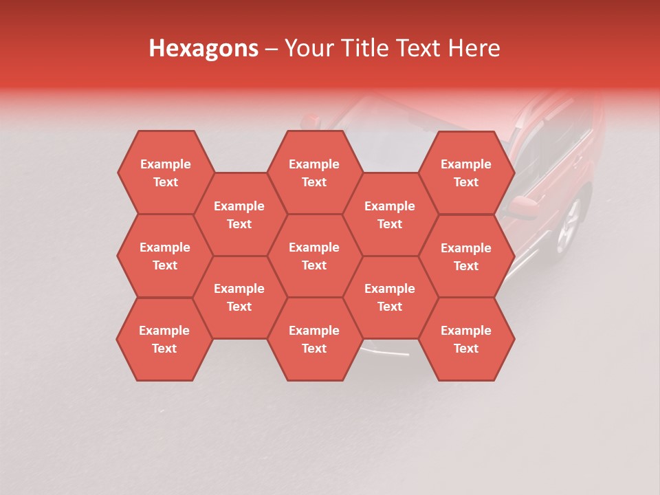 A Red Car Is Driving Down The Road PowerPoint Template