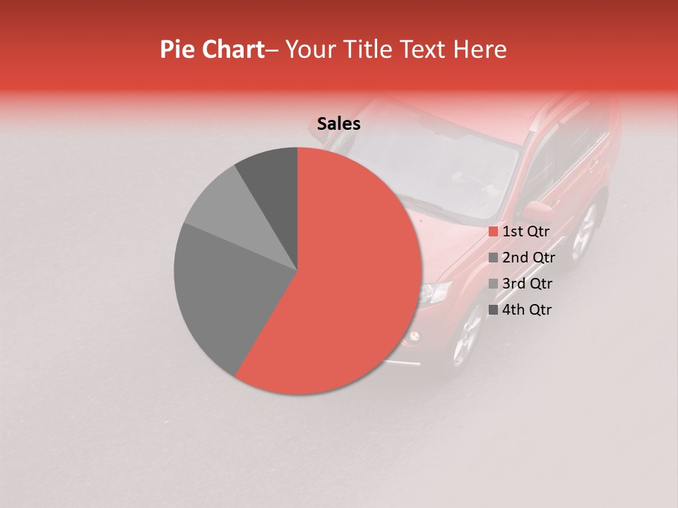 A Red Car Is Driving Down The Road PowerPoint Template