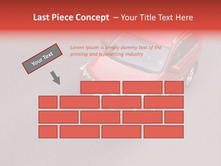 A Red Car Is Driving Down The Road PowerPoint Template