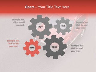 A Red Car Is Driving Down The Road PowerPoint Template