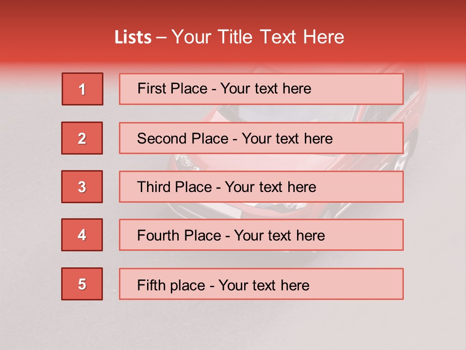 A Red Car Is Driving Down The Road PowerPoint Template
