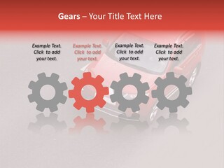 A Red Car Is Driving Down The Road PowerPoint Template