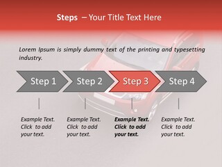 A Red Car Is Driving Down The Road PowerPoint Template
