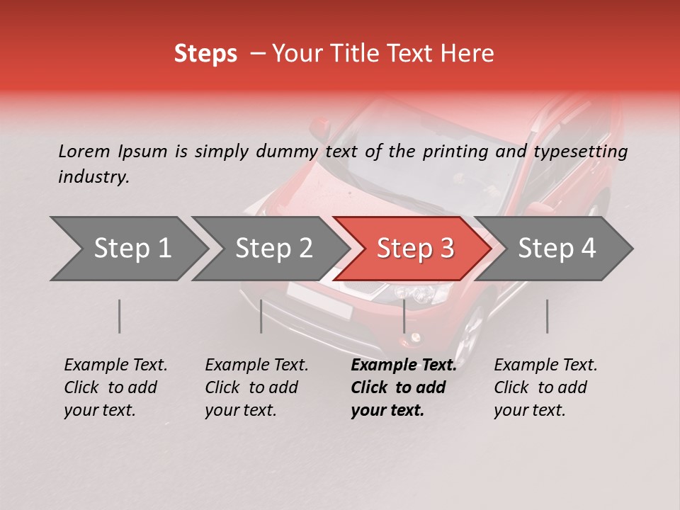A Red Car Is Driving Down The Road PowerPoint Template