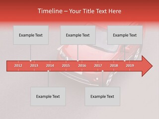 A Red Car Is Driving Down The Road PowerPoint Template
