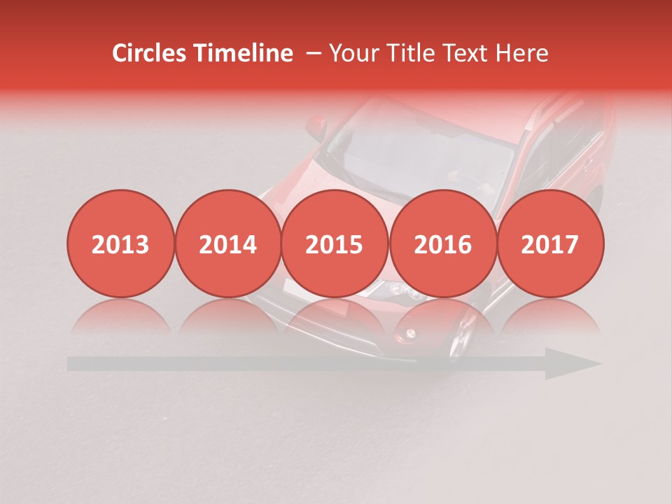 A Red Car Is Driving Down The Road PowerPoint Template