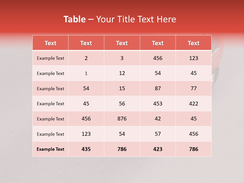 A Red Car Is Driving Down The Road PowerPoint Template